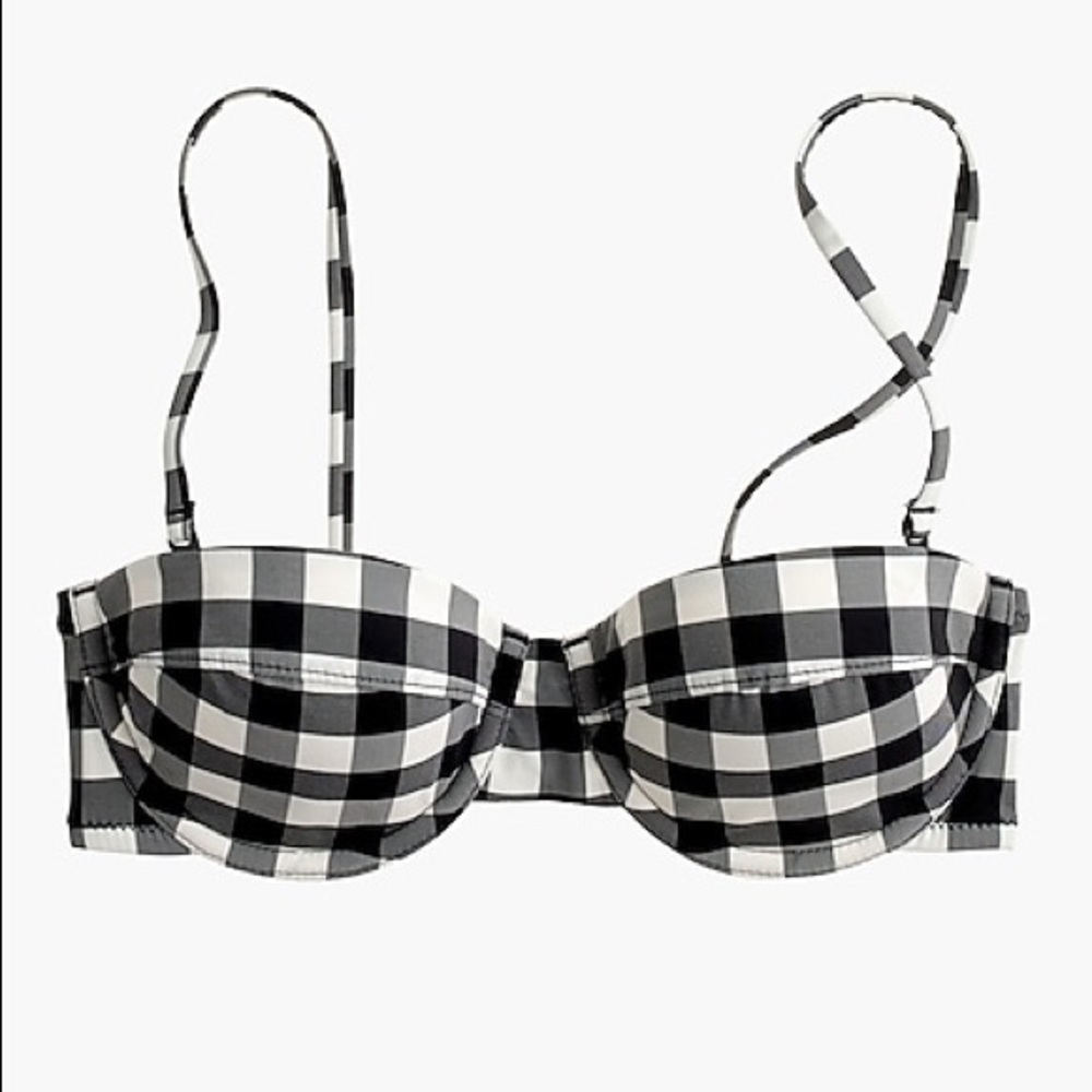 J Crew Demi underwire bikini top in oversized matte gingham NWT 🖤
